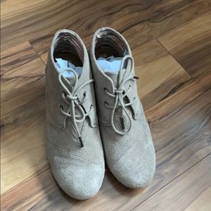 TOMS desert suede booties, size 10, color Taupe.